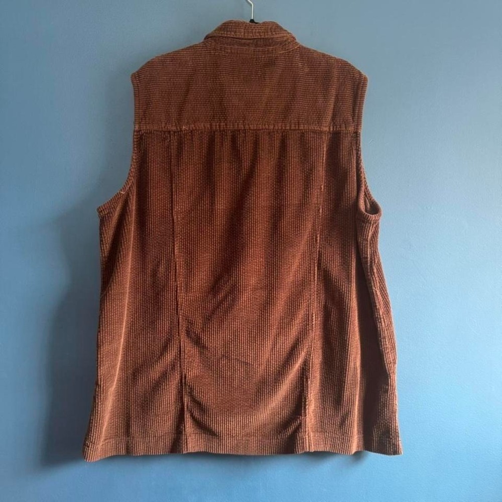Vintage 90s Corduroy Vest Women's Plus Size 26 Brown Venezia Jeans Retro Grunge - Picture 2 of 8
